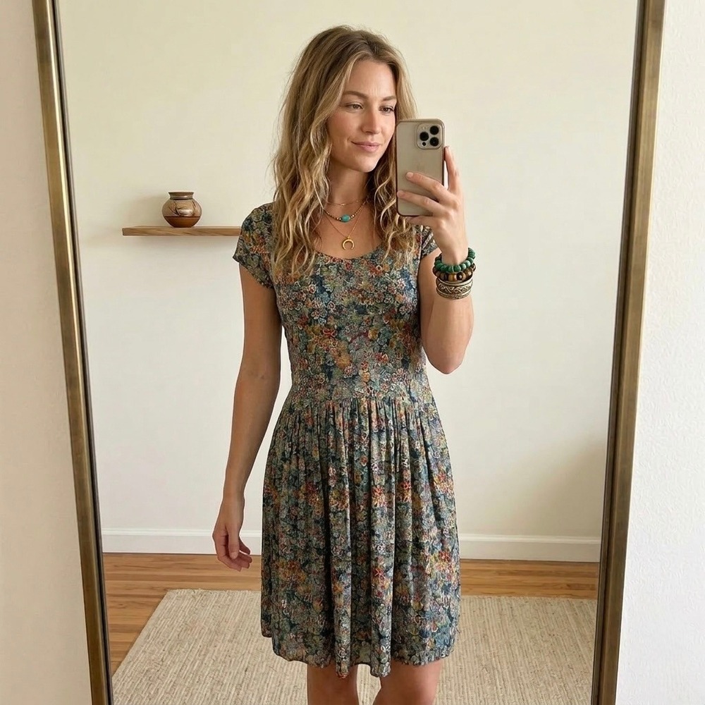 Peruvian Connection Floral Dress Women S Multicolor Pockets Viscose Persian Chic